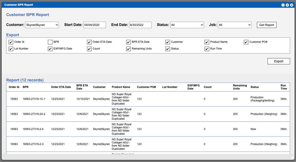 Customer BPR Report