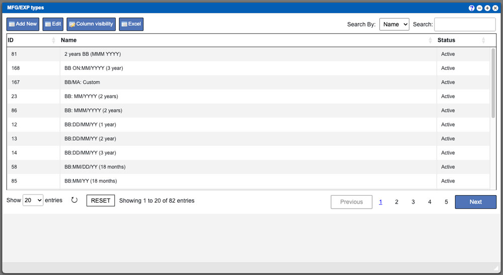 Manufacturing Expiration dates